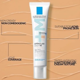La Roche-Posay, Effaclar Duo+M, Soin Teinté Anti-Imperfections, Peau à Tendance Acnéique, Triple Correction Boutons, Points N