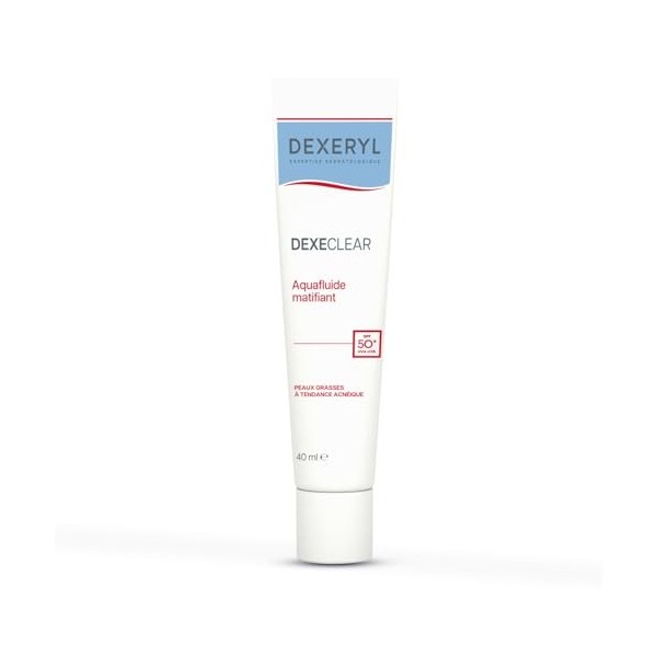 DEXECLEAR by DEXERYL Aquafluide matifiant SPF50+, crème fluide hydratante, effet matifiante, protège des UV au quotidien. Non