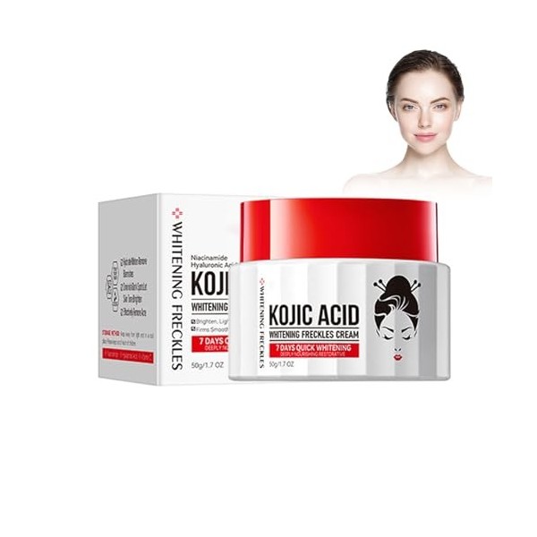 Crème éclaircissante pour le visage à lacide kojique, 50 g, crème hydratante et éclaircissante pour le visage, anti-rides et