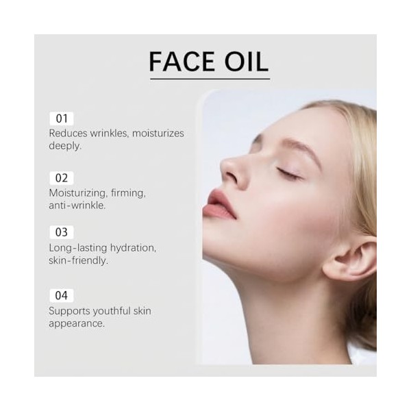 Lot de 6 huiles raffermissantes pour le visage, anti-rides, soin hydratant longue durée pour peaux sèches, sérum visage raffe...