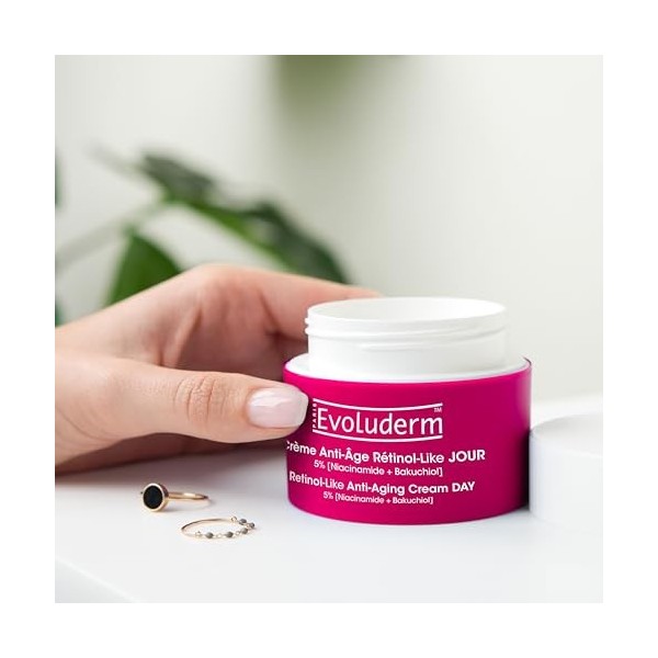 EVOLUDERM - Crème Anti-Âge Jour Rétinol-Like - 50ml - 96% dIngrédients dOrigine Naturelle