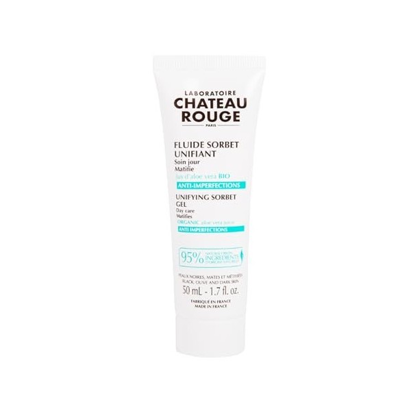 LABORATOIRE CHÂTEAU ROUGE - Fluide Sorbet Matifiant 50ml - Aloe Vera Bio & Algue Brune - Hydratation Intense - Teint Unifié e...