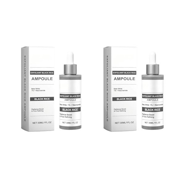 Toner exfoliant et sérum hydratant au riz noir avec glycérine et peptide-68, affine les pores et lisse la surface de la peau ...