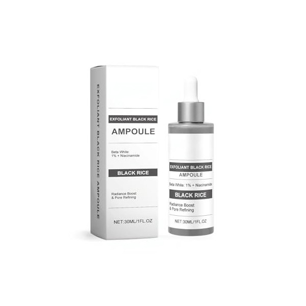 Toner exfoliant et sérum hydratant au riz noir avec glycérine et peptide-68, affine les pores et lisse la surface de la peau ...