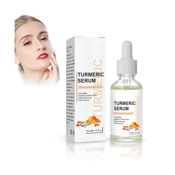 Sérum Correcteur de Taches Brunes au Curcuma, Sérum pour le Visage Réparateur au Curcuma, Sérum éclaircissant pour le Visage