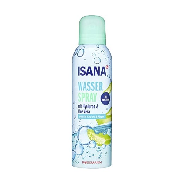 Isana Spray deau avec Hyluron + Aloe Vera rafraîchit le visage et le corps également pour la fixation de maquillage, 150 ml