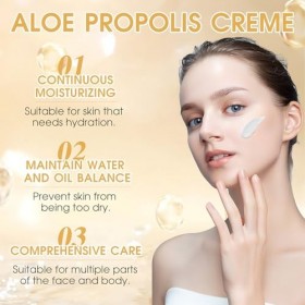 Aloe Vera Propolis Crème, Hydratant Visage Propolis, Crème Hydratante Visage à Lextrait 74% Daloe Vera Et Propolis, Nourrit