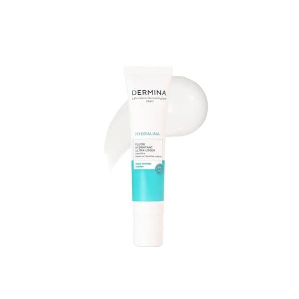 DERMINA Crème Hydratant Visage - Fluide Hydratante - Complexe NMF & Sodium PCA & Complexe Xylitol-Lactilol - pour Peaux Norma