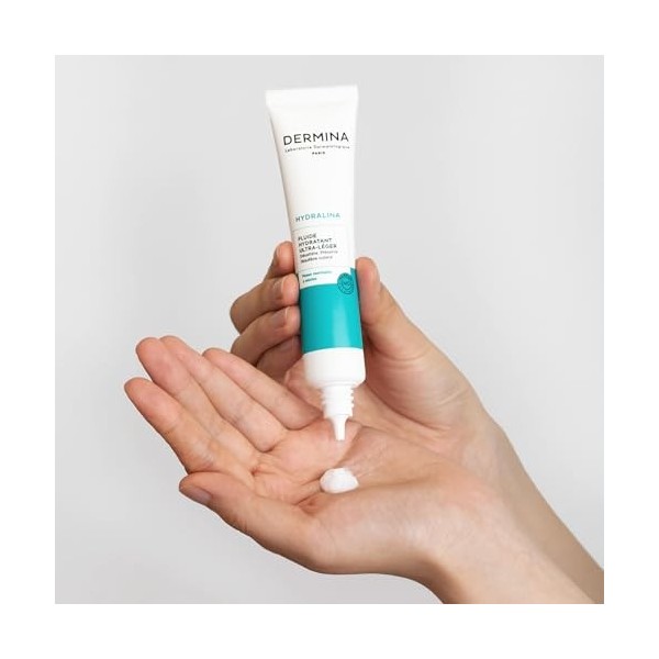 DERMINA Crème Hydratant Visage - Fluide Hydratante - Complexe NMF & Sodium PCA & Complexe Xylitol-Lactilol - pour Peaux Norma