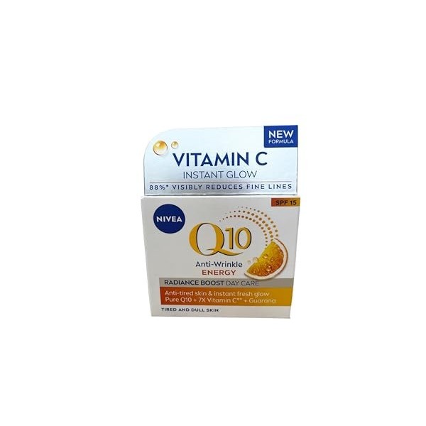 Nivea Q10 Plus C Crème de jour anti-rides + énergie SPF 15 avec vitamine C pour peaux fatiguées et ternes