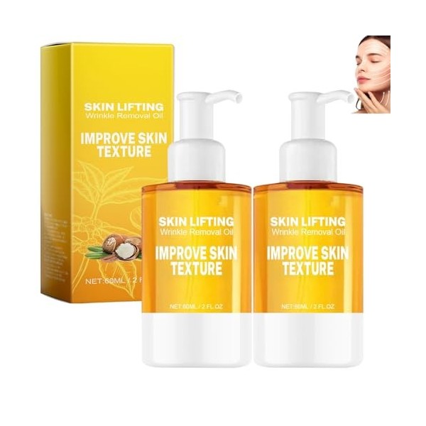 Huile visage raffermissante et liftante, sérum visage hydratant et illuminateur pour femmes, anti-rides et anti-âge, atténue ...