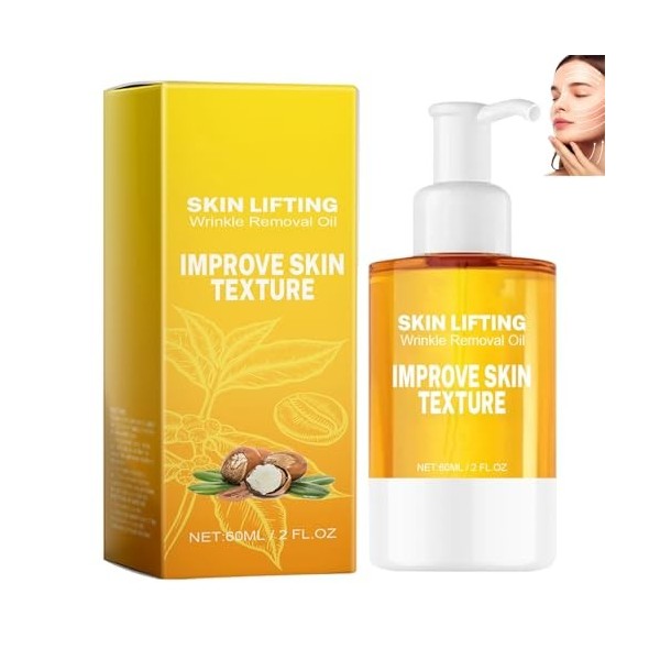 Huile visage raffermissante et liftante, sérum visage hydratant et illuminateur pour femmes, anti-rides et anti-âge, atténue ...