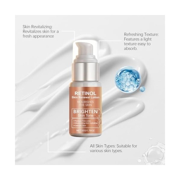 Sérum régénérant au rétinol, sérum hydratant pour le visage, soin quotidien raffermissant et liftant, atténue lapparence des ...