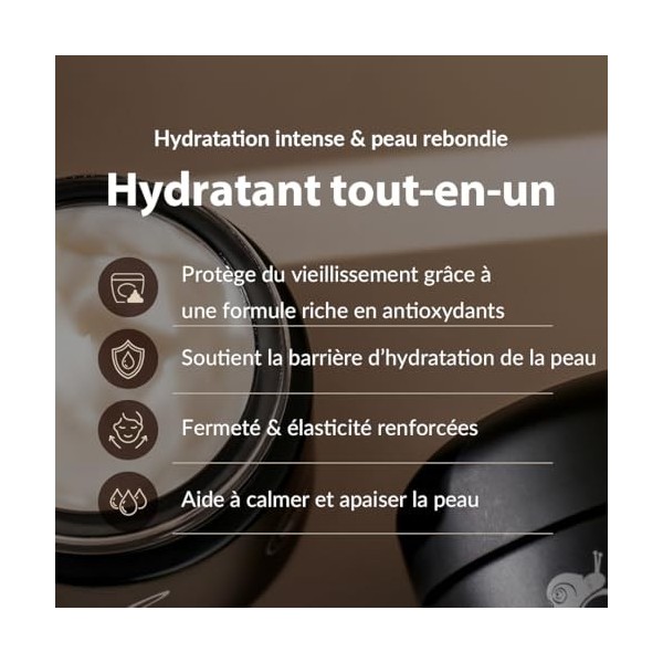 [MIZON] BLACK SNAIL ALL IN ONE CREAM 35ml Soin coréen - Crème Hydratante Réparatrice - Anti-âge - Extraits de plantes & Bav