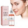 Sérum visage à la vitamine C, sérum 5 en 1 à la vitamine C pour le visage, anti-âge avec acide hyaluronique, éliminateur de t...