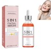 Sérum visage à la vitamine C, sérum 5 en 1 à la vitamine C pour le visage, anti-âge avec acide hyaluronique, éliminateur de t...