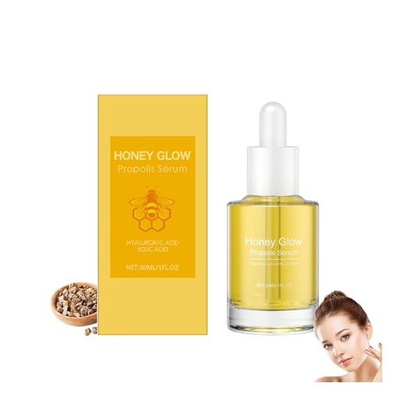 Sérum visage à la propolis et à la niacinamide, hydratant éclaircissant à lacide hyaluronique et à lacide kojique, booster C...