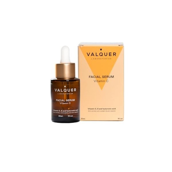 Valquer Laboratorios Siero viso alla vitamina C. Antirughe, antiacne e antiossidante. Con acido ialuronico. Tutti i tipi di p
