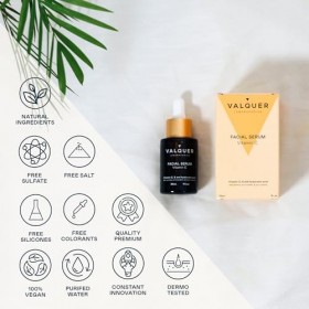 Valquer Laboratorios Siero viso alla vitamina C. Antirughe, antiacne e antiossidante. Con acido ialuronico. Tutti i tipi di p