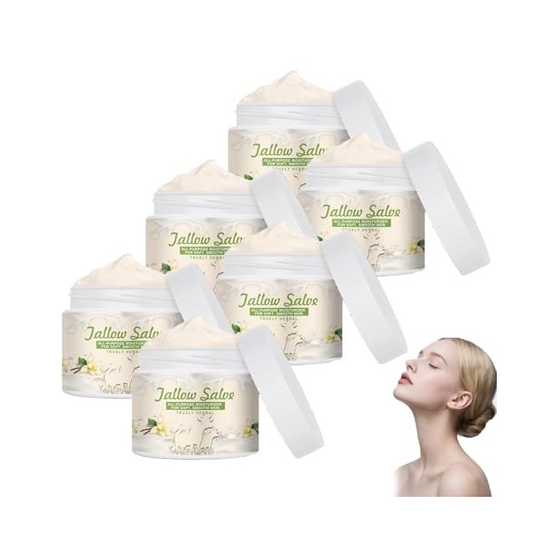 CrèMe De Suif De BœUf à La Vanille, Baume Fouetté Au Suif De BœUf Et Au Miel, Soin Hydratant Parfumé à La Vanille Pour Le Vis...