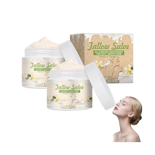 CrèMe De Suif De BœUf à La Vanille, Baume Fouetté Au Suif De BœUf Et Au Miel, Soin Hydratant Parfumé à La Vanille Pour Le Vis...