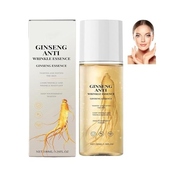 Eau hydratante anti-âge au ginseng naturel, essence anti-rides au ginseng, sérum à lextrait de ginseng pour un visage rajeun ...