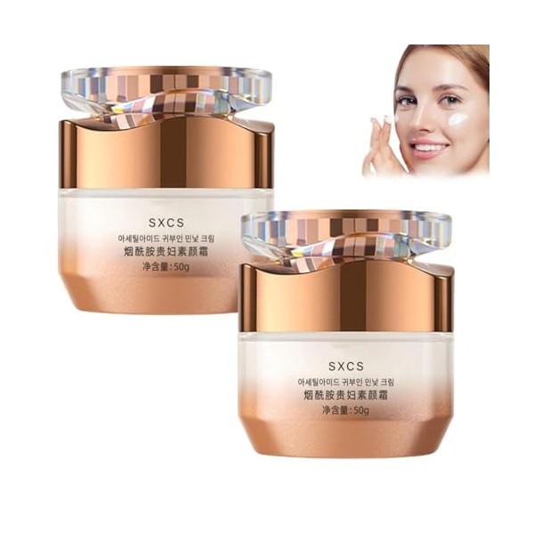 SXCS Nicotinamide Lady Plain Face Cream, Crème de Maquillage Hydratante Lisse Multifonctionnelle, Nicotinamide Vitamine C Pla