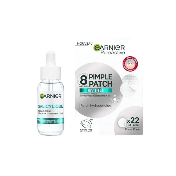 GARNIER - PureActive - Sérum Anti-Imperfections - Acide Salicylique & Niacinamide - Boutons, Rougeurs, Excès de sébum, Taches...