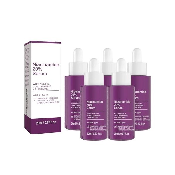 Essence de nicotinamide – Sérum à 20% de niacinamide pour un teint éclatant, une action anti-rides et un resserrement des por...