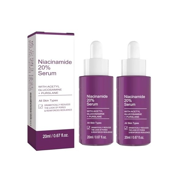 Essence de nicotinamide – Sérum à 20% de niacinamide pour un teint éclatant, une action anti-rides et un resserrement des por...