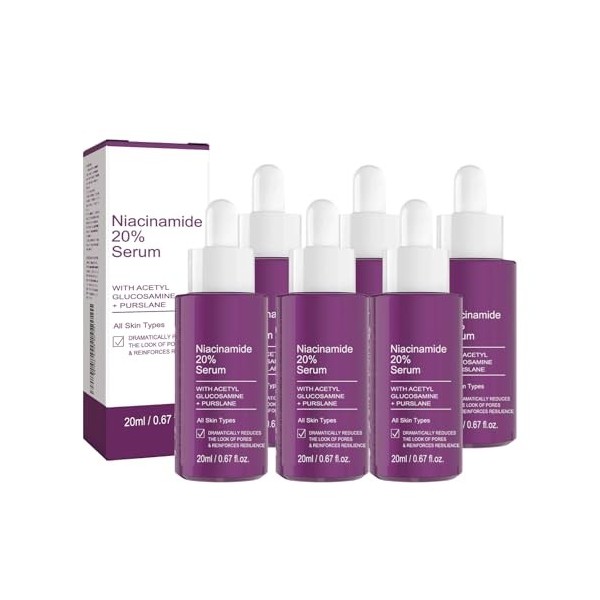 Essence de nicotinamide – Sérum à 20% de niacinamide pour un teint éclatant, une action anti-rides et un resserrement des por...