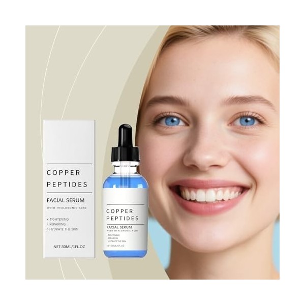 30ml Sérum De Copper Peptides Cuivre Anti-âge,Léger et Facilement Absorbé, Atténue Ridules Et Rides,Raffermit Peau Et Amélior...