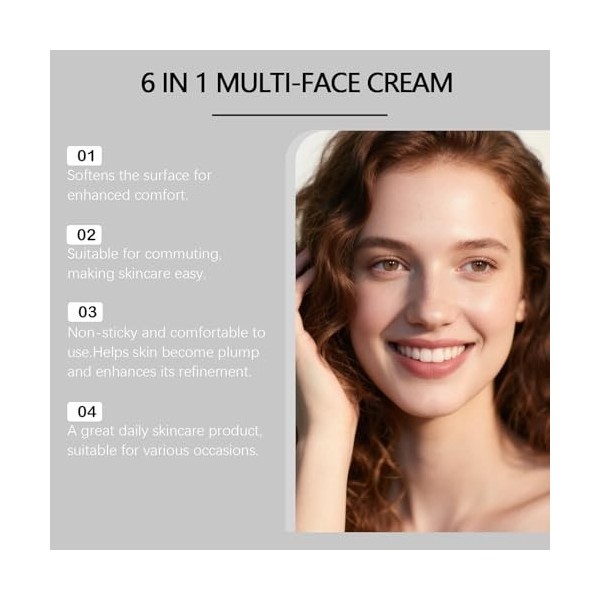 Crème visage hydratante raffermissante 6 en 1 Crème visage hydratante raffermissante peaux sèches grasses Soin hydratant lége...