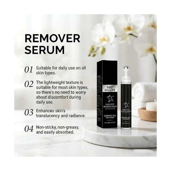 Sérum correction des taches foncées avec rouleau à 360 degrés, sérum éclaircissant la peau complexe avec niacinamide et vitam...