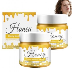 Crème Apaisante au Miel Hydratant Léger pour Tous les Types de Peau Crèmes pour le Visage Non Grasses Taille Voyage 2pcs Crè...