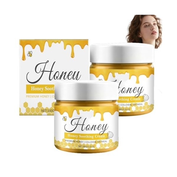 Crème Apaisante au Miel Hydratant Léger pour Tous les Types de Peau Crèmes pour le Visage Non Grasses Taille Voyage 2pcs Crè...
