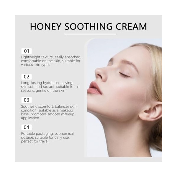 Crème Apaisante au Miel Hydratant Léger pour Tous les Types de Peau Crèmes pour le Visage Non Grasses Taille Voyage 2pcs Crè...