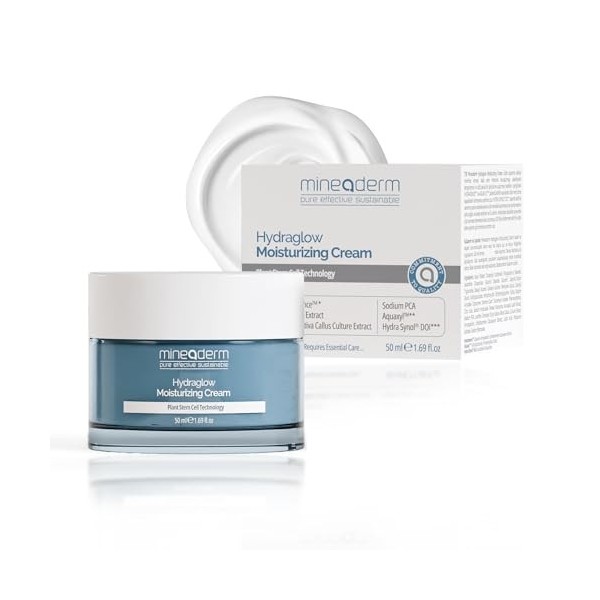 Mineaderm Hydraglow Crème hydratante pour le visage - Avec HYDRAFENCE, Aquaxyl & Vitamine E - Lisse, régénère et hydrate radi