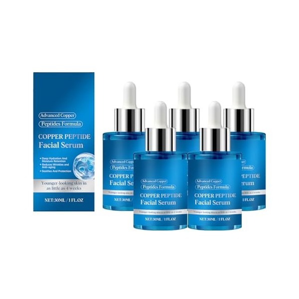 Sérum pour le visage au peptide de cuivre bleu et à lextrait de plante – 30 ml, fluide pour le visage éclaircissant et raffe ...