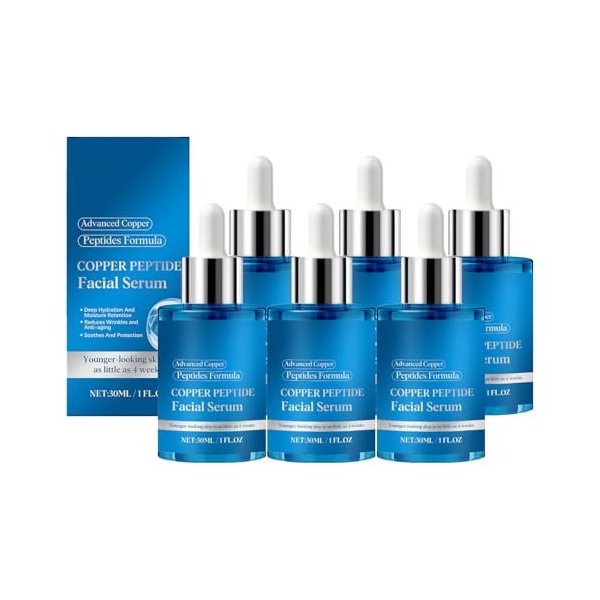 Sérum pour le visage au peptide de cuivre bleu et à lextrait de plante – 30 ml, fluide pour le visage éclaircissant et raffe ...