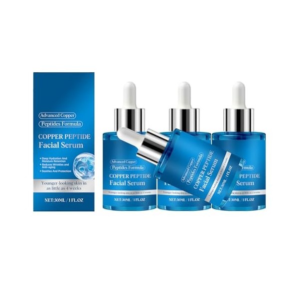 Sérum pour le visage au peptide de cuivre bleu et à lextrait de plante – 30 ml, fluide pour le visage éclaircissant et raffe ...
