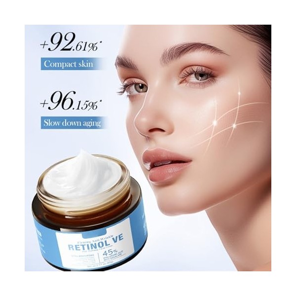 Crème anti-rides au rétinol pour le visage - 60 g - Crème hydratante pour le visage - Apaise et atténue les rides - Crème ant
