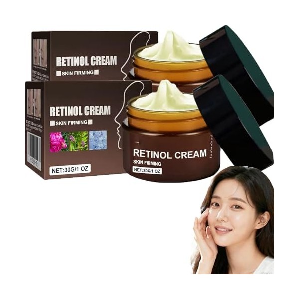 Lot de 2 crèmes anti-rides au rétinol avancées, crème de jour et de nuit pour femme contre le vieillissement de la peau, crèm...