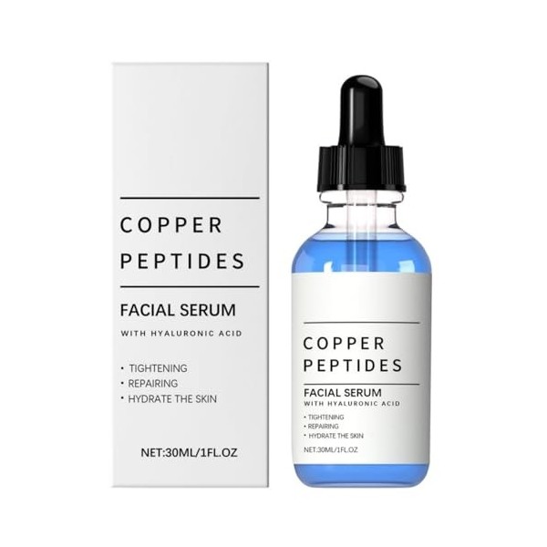 Sérum doux aux peptides de cuivre, Sérum visage aux peptides de cuivre, avec acide hyaluronique - Sérum visage anti-âge pour ...