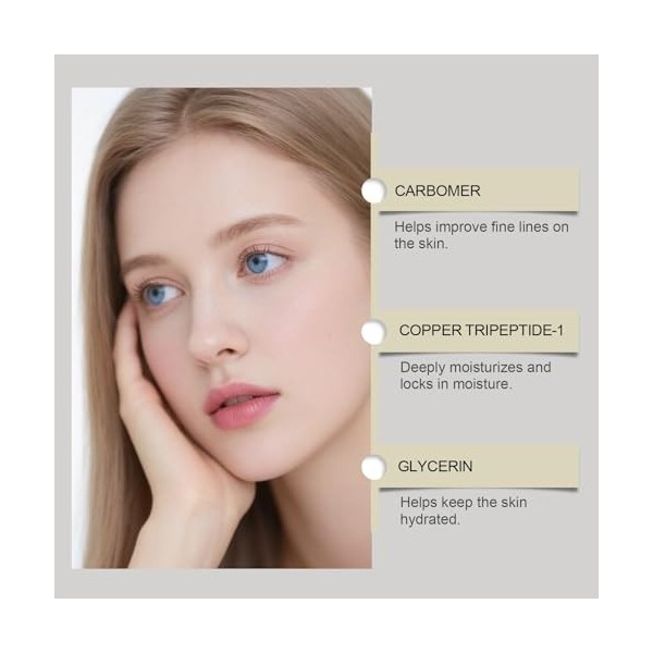 Sérum doux aux peptides de cuivre, Sérum visage aux peptides de cuivre, avec acide hyaluronique - Sérum visage anti-âge pour ...