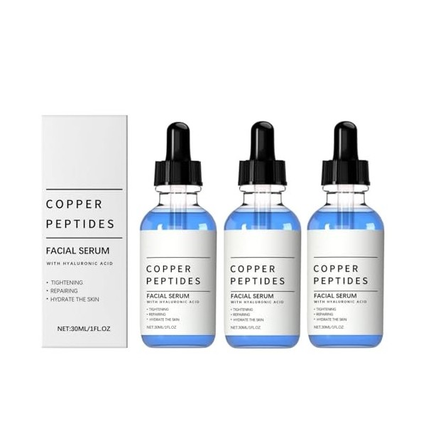 Sérum doux aux peptides de cuivre, Sérum visage aux peptides de cuivre, avec acide hyaluronique - Sérum visage anti-âge pour ...
