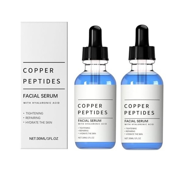 Sérum doux aux peptides de cuivre, Sérum visage aux peptides de cuivre, avec acide hyaluronique - Sérum visage anti-âge pour ...