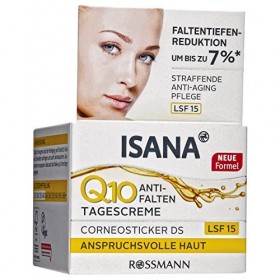 Isana Q10 Anti-Rides Crème de jour pour peau exigeante 50 ml, Corn eosti cker DS, Rides Profondes réduction de jusquà 7% *, 
