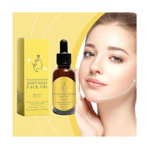 Huile de résine dencens pour le visage, sérum essentiel à lencens, huile de résine dencens bio pressée à froid, sérum visa Cr...