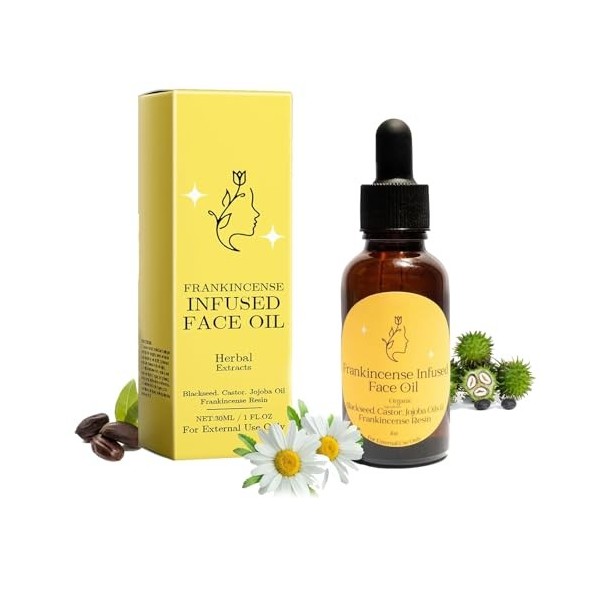 Huile de résine dencens pour le visage, sérum essentiel à lencens, huile de résine dencens bio pressée à froid, sérum visa Cr...